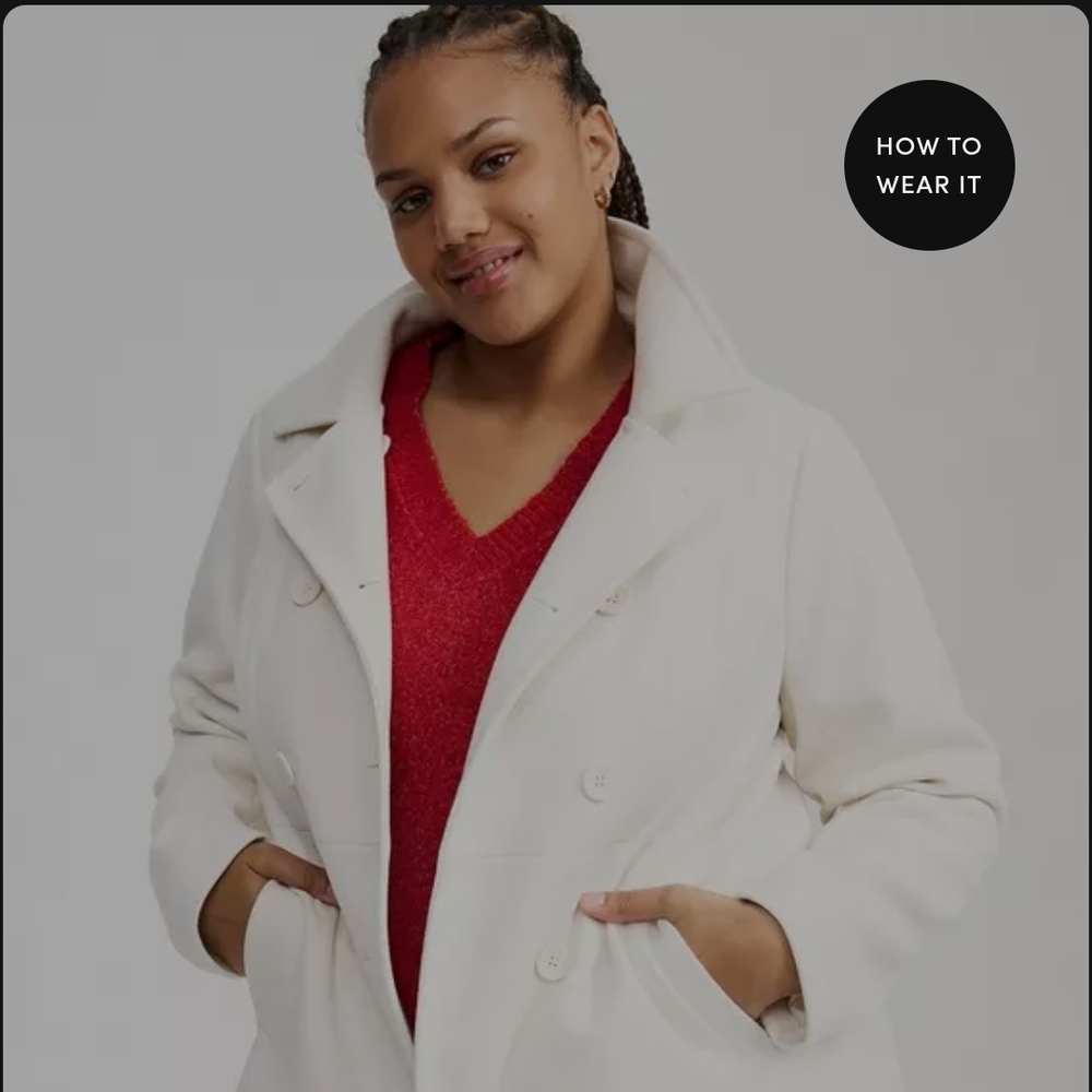 Torrid Ivory Double-Breasted Pea Coat - Picture 4 of 8